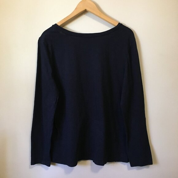 Cotton Modal Hilary Radley Soft Navy Blue With Floral Embroidered Collar - Picture 2 of 16